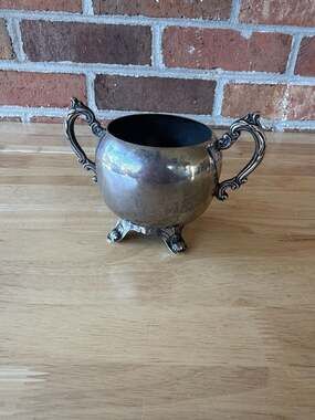 Vintage F.B. Rogers Silver Plated Footed Open Sugar Bowl with Ornate Handles